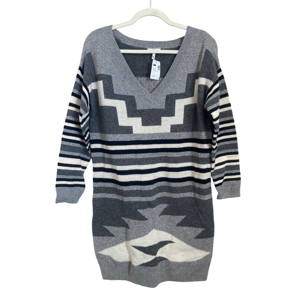 Joie Navajo Stripe V Neck Sweater Dress Wool Cashmere Blend‎ Size Medium